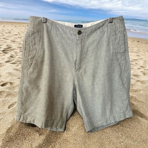 J. Crew linen blend Grammercy size 33 Gray Shorts preppy classic - Picture 1 of 5